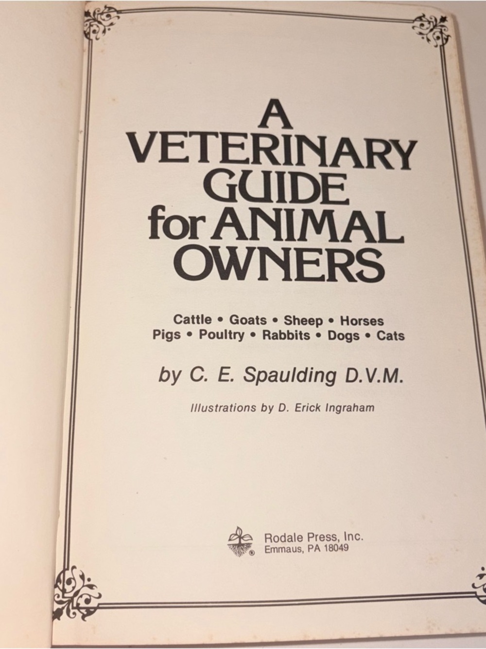 Vintage 1976 A Veterinary Guide For Animal Owners 1st Edition Hardcover